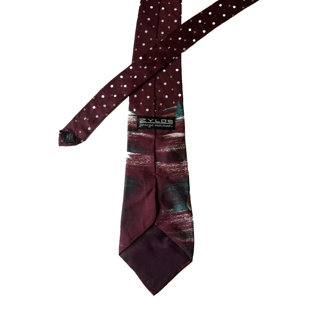 100% Silk Italian‎ Tie Teacher Christmas Santa Clause Golf Zylos George Machado